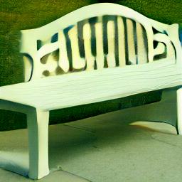 generated: a white plastic bench with a high arched back #3